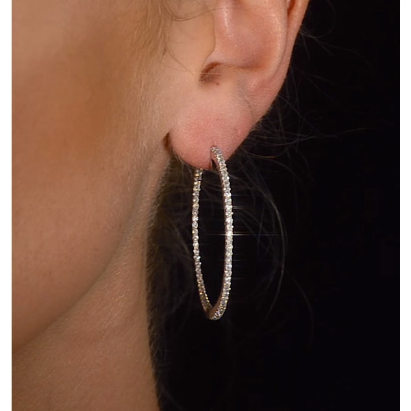 Diamond Hoop Earrings 1.50ct H/Si in 18K White Gold - P3488Y - Image 4