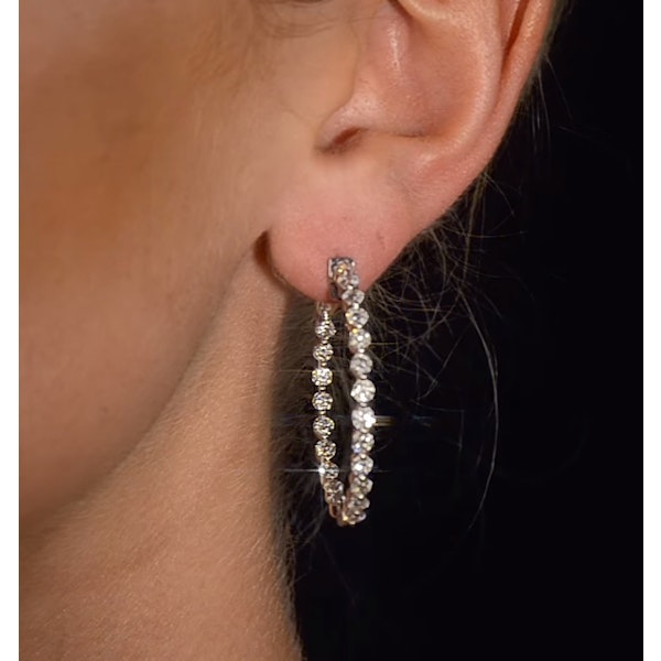 Diamond Hoop Emily Earrings 3.06ct H/Si in 18K White Gold - P3489Y - Image 4