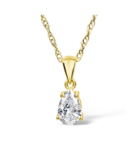 18K Gold Diamond Pear Shape Pendant Necklace 0.25CT G/VS