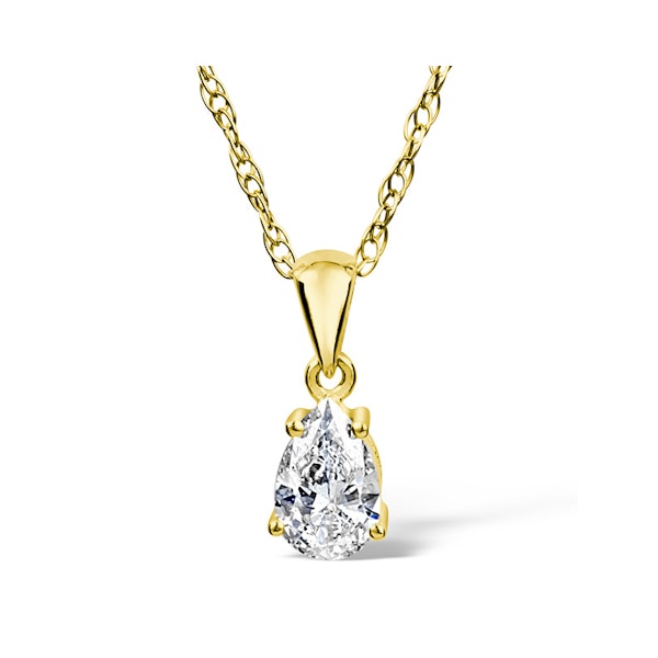 18K Gold Lab Diamond Pear Shape Pendant Necklace 0.50CT F/VS - Image 1