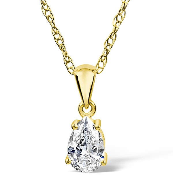 18K Gold Diamond Pear Shape Pendant Necklace 0.33CT G/VS - image 1