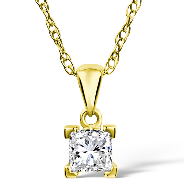 Olivia 18K Gold Princess Cut Diamond Pendant Necklace 0.50CT G/VS