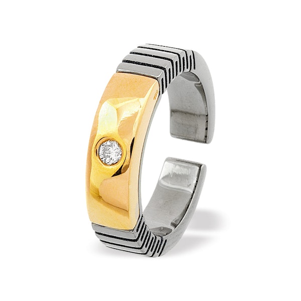 18K Gold and Single Stone Titanium Ring Dia 0.07ct SIZES L and M - Image 1