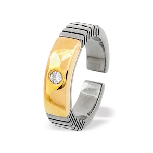 18K Gold and Single Stone Titanium Ring Dia 0.07ct SIZES L and M
