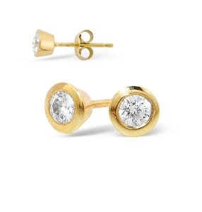 18K Gold Rub-over Diamond Stud Earrings - 0.30CT - G/VS - 5mm
