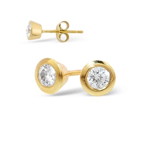 18K Gold Rub-over Diamond Stud Earrings - 0.30CT - G/VS - 5mm