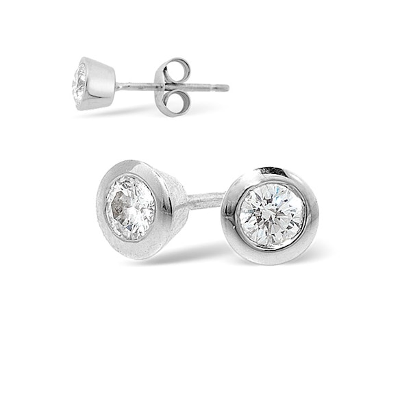 18K White Gold Rub-over Lab Diamond Stud Earrings - 0.30CT - F/VS - 5mm - Image 1