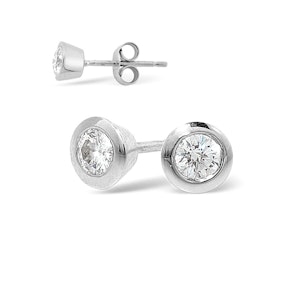18K White Gold Rub-over Diamond Stud Earrings - 0.30CT - G/VS - 5mm