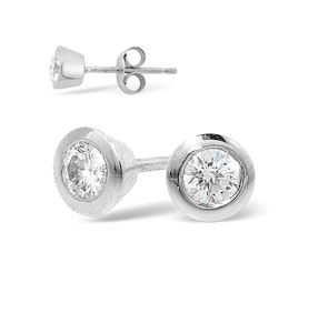 18K White Gold Rub-over Diamond Stud Earrings - 0.50CT - G/VS - 5.8mm