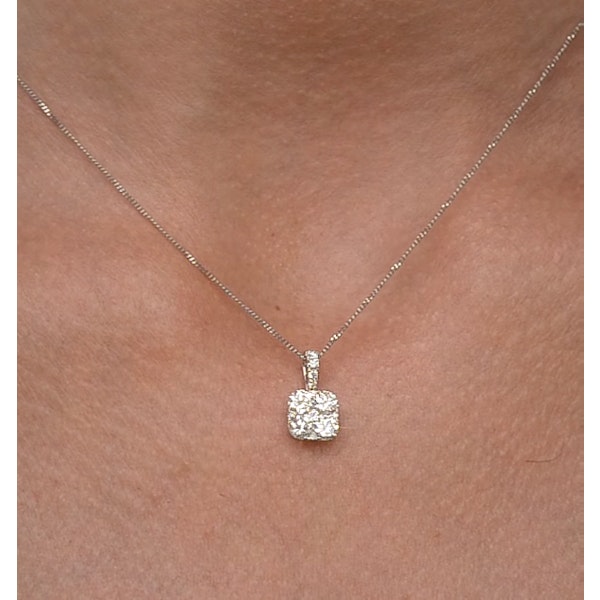 Diamond Carre Galileo 1.10CT Pendant Necklace in 18K White Gold - Image 3