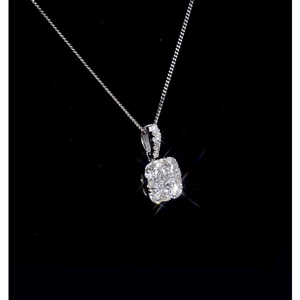 Lab Diamond Carre Galileo 1.10CT Pendant Necklace in 9K White Gold - Image 4