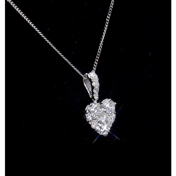 Diamond Galileo Heart 1.10CT Pendant Necklace in 18K White Gold - Image 4