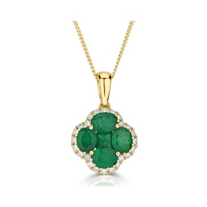 Emerald 1.04ct and Diamond 18K Yellow Gold Alegria Pendant