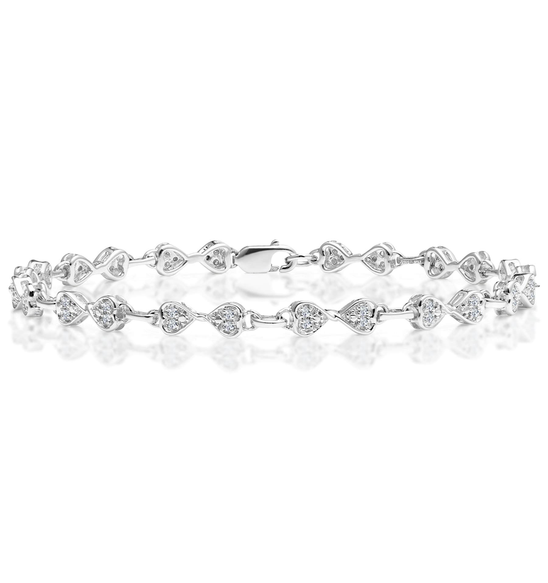 0.25ct Diamond Heart Bracelet Set In Silver