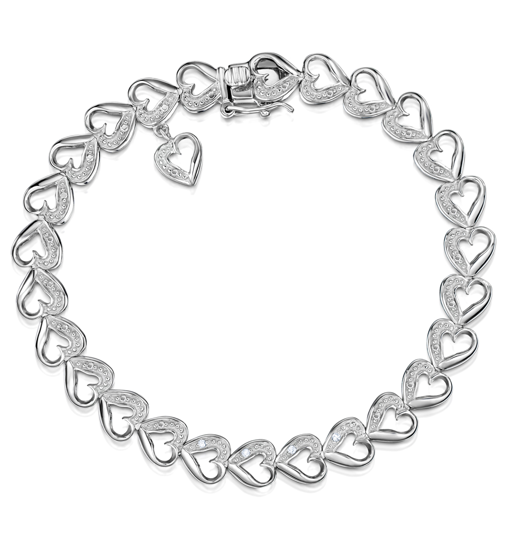 Sterling Silver Two Hearts Diamond Bracelet - J'EVAR