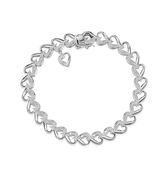 Diamond Heart Sterling Silver Bracelet - Image 1