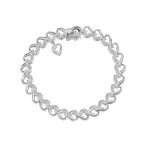 Diamond Heart Sterling Silver Bracelet