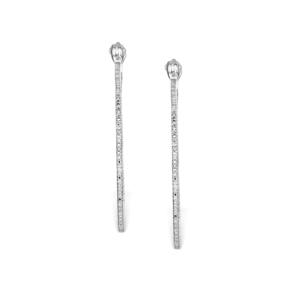 Diamond Hoop Earrings 35mm in Sterling Silver - Ug3237 - Image 3