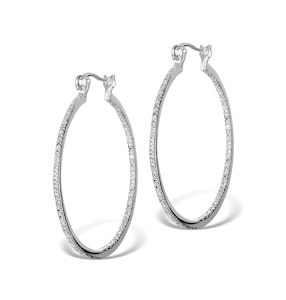 Diamond Hoop Earrings 35mm in Sterling Silver - Ug3237