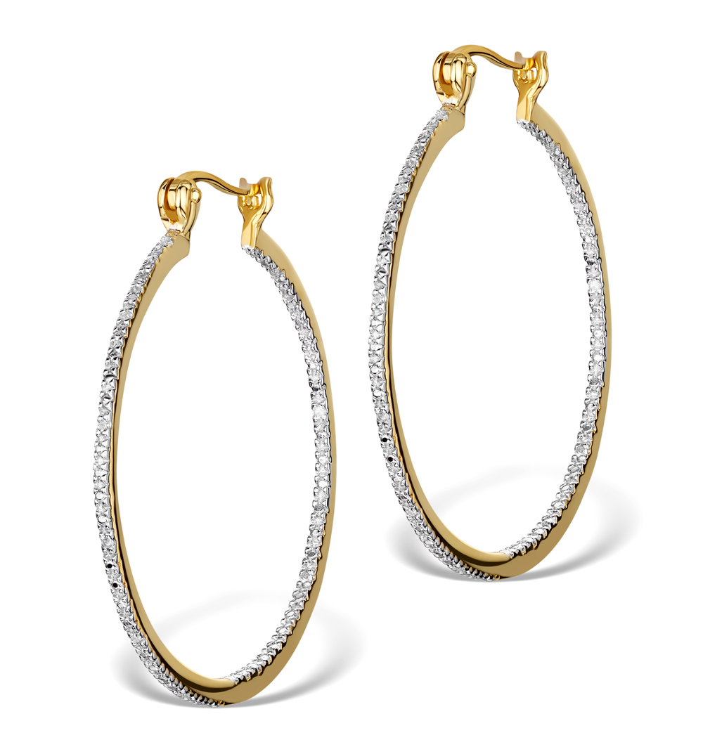 9ct White Gold 050ct Diamond 19mm Hoop Earrings  Buy Online  Free  Insured UK Delivery