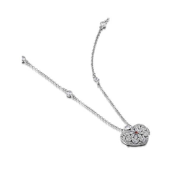 Garnet January Birthstone Vintage Locket Necklace With Topaz in Silver - Image 3