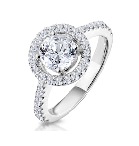 Ella Halo Diamond Engagement Ring 1.70ct E/Si1 in Platinum