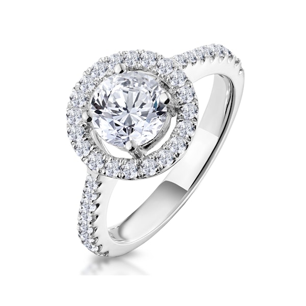 Ella Halo Diamond Engagement Ring 1.70ct E/Si1 in Platinum - Image 1