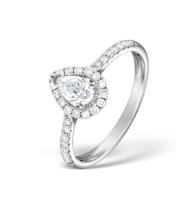 Halo Engagement Ring Ella 0.81ct VS Pear Shape Diamond 18K White Gold