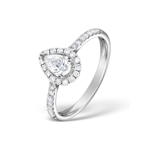 Halo Engagement Ring Ella 0.81ct Pear Shape Diamond 18K White Gold - Image 1