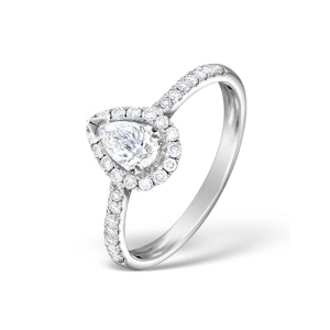 Halo Engagement Ring Ella 0.81ct Pear Shape Diamond 18K White Gold