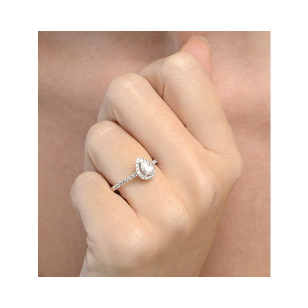 Halo Engagement Ring Ella 0.81ct Pear Shape Diamond 18K White Gold - Image 3