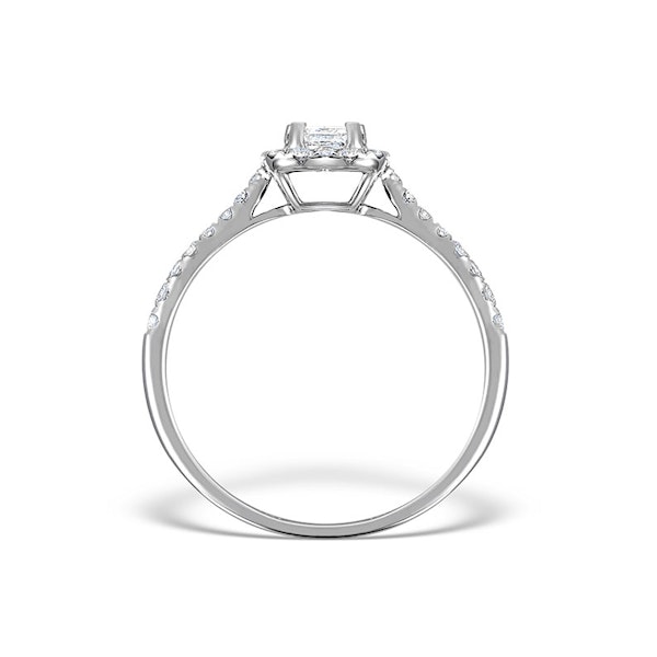 Halo Engagement Ring Ella 0.80ct VS Emerald Cut Diamonds 18KW Gold - Image 2