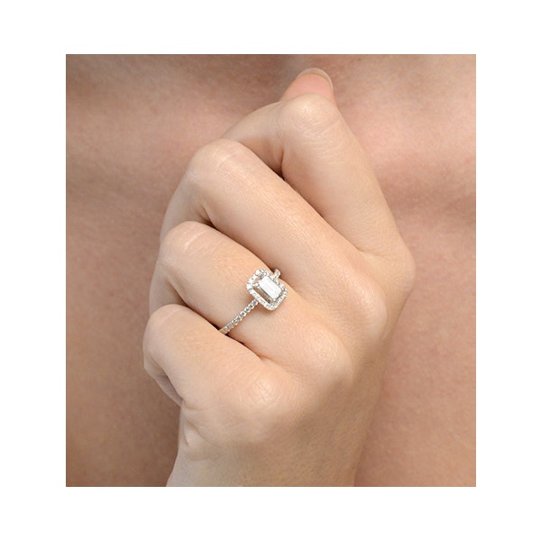 Halo Engagement Ring Ella 0.80ct SI Emerald Cut Diamonds 18KW Gold - Image 3