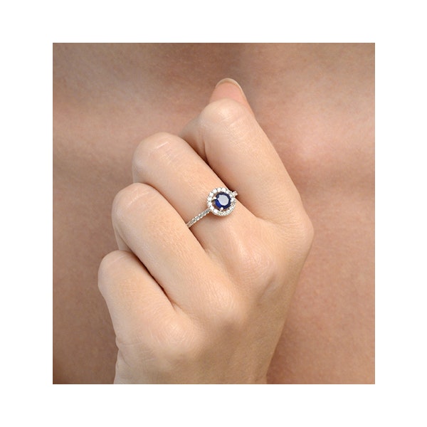 Halo Sapphire 0.75ct And Diamond 0.36ct 18K White Gold Ring - Image 4