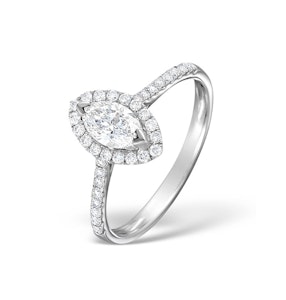Halo 0.84ct H/Si Marquise Diamond Engagement Ring 18KW Gold - Size M