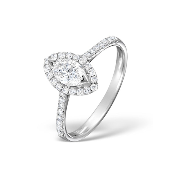 Halo Engagement Ring Ella 0.84ct H/Si Marquise Diamond 18K White Gold - Image 1