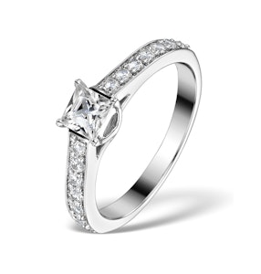 Sidestone Engagement Ring Seraphina 0.95ct Vs2 Princess Diamond 18KW