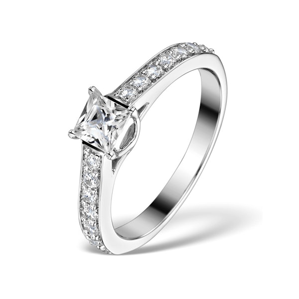 Sidestone Engagement Ring Seraphina 0.95ct SI1 Princess Diamonds 18K - Image 1