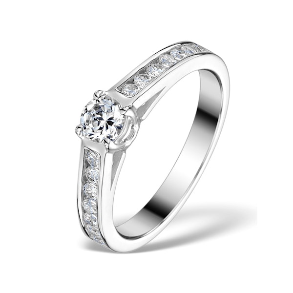 Sidestone Engagement Ring Alexa 0.95ct E/VS1 Diamonds 18K White Gold - Image 1