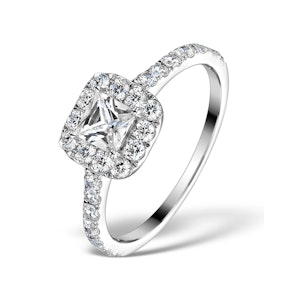 Halo Engagement Ring Aria 1.30ct SI2 Princess Diamond 18K White Gold
