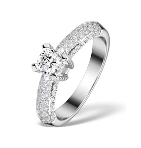 Sidestone Engagement Ring Nova 1.20ct SI1 Pave Diamonds 18K White Gold