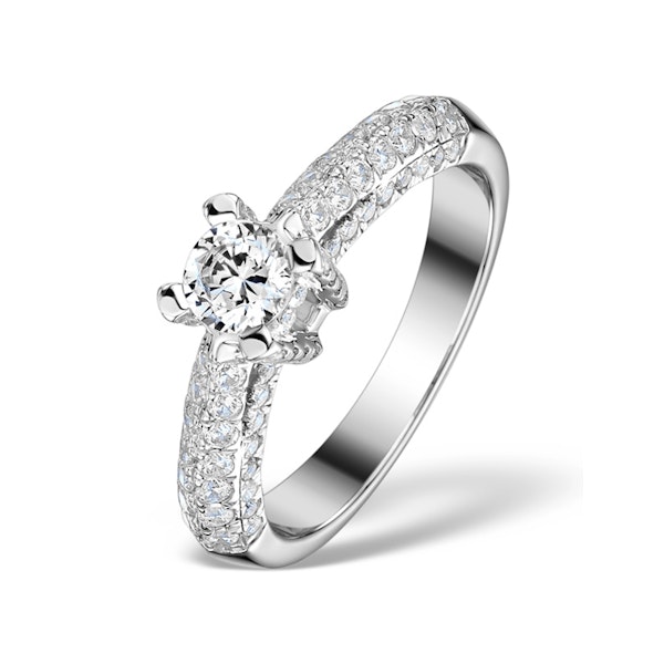 Sidestone Engagement Ring Nova 1.20ct E/VS1 Pave Diamonds 18KW Gold - Image 1