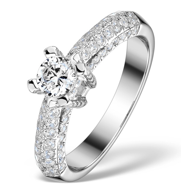 Sidestone Engagement Ring Nova 1.20ct SI2 Pave Diamonds 18K White Gold - image 1