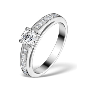 Sidestone Engagement Ring Eleri 0.90ct SI2 Princess Diamonds 18KW Gold