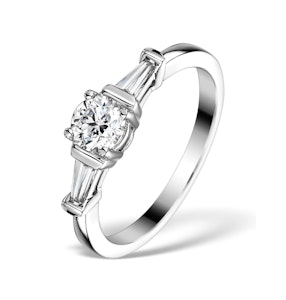 Sidestone Engagement Ring Vana 0.80ct VS1 Baguette Diamond 18KW Gold