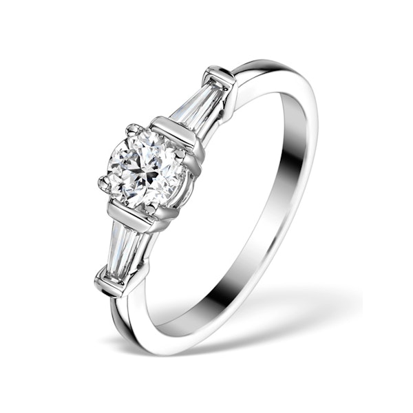 Sidestone Engagement Ring Vana 0.80ct VS2 Baguette 18K White Gold - Image 1