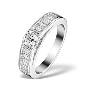 Sidestone Engagement Ring Yasmin 1ct SI2 Baguette Diamond 18KW Gold