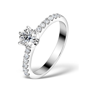 Sidestone Engagement Ring Talia 0.85ct E/VS1 Diamonds 18K White Gold