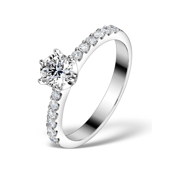 Sidestone Engagement Ring Talia 0.85ct E/VS2 Diamonds 18K White Gold - Image 1