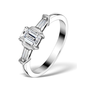 Sidestone Engagement Ring Galina 0.80ct Emerald Cut Diamond 18K Gold